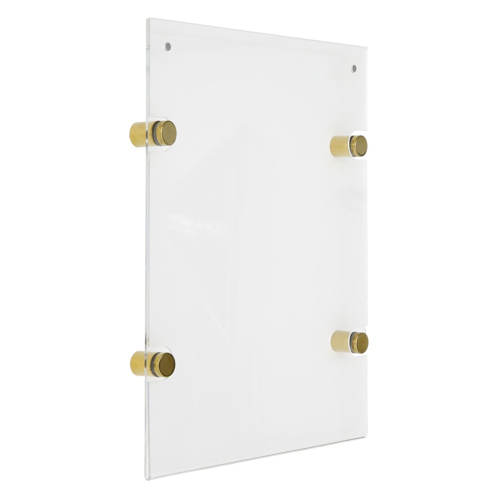 8.5×11 Wall Mount Clear Acrylic Sign Holder & Frame Chrome Gold