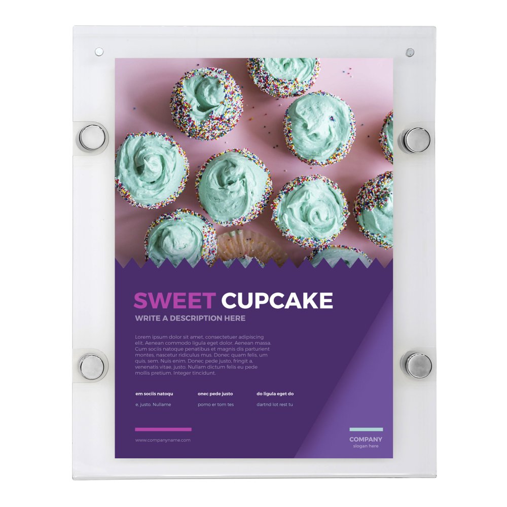 8.5×11 Wall Mount Clear Acrylic Sign Holder & Frame Chrome Silver