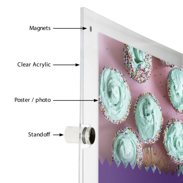 8.5×11 Wall Mount Clear Acrylic Sign Holder & Frame Chrome Silver