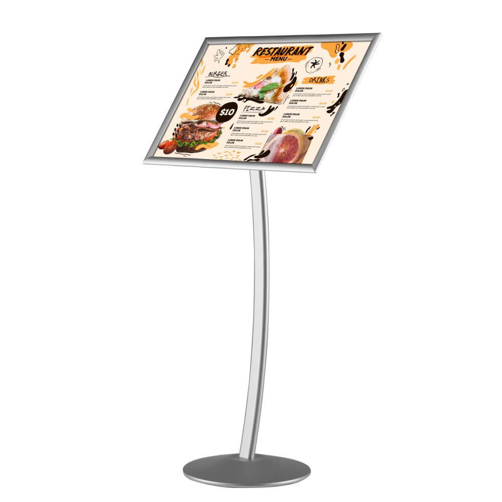 18×24 Curved Floor Sign Stand & Menu Stand Silver 10 Pack Displays