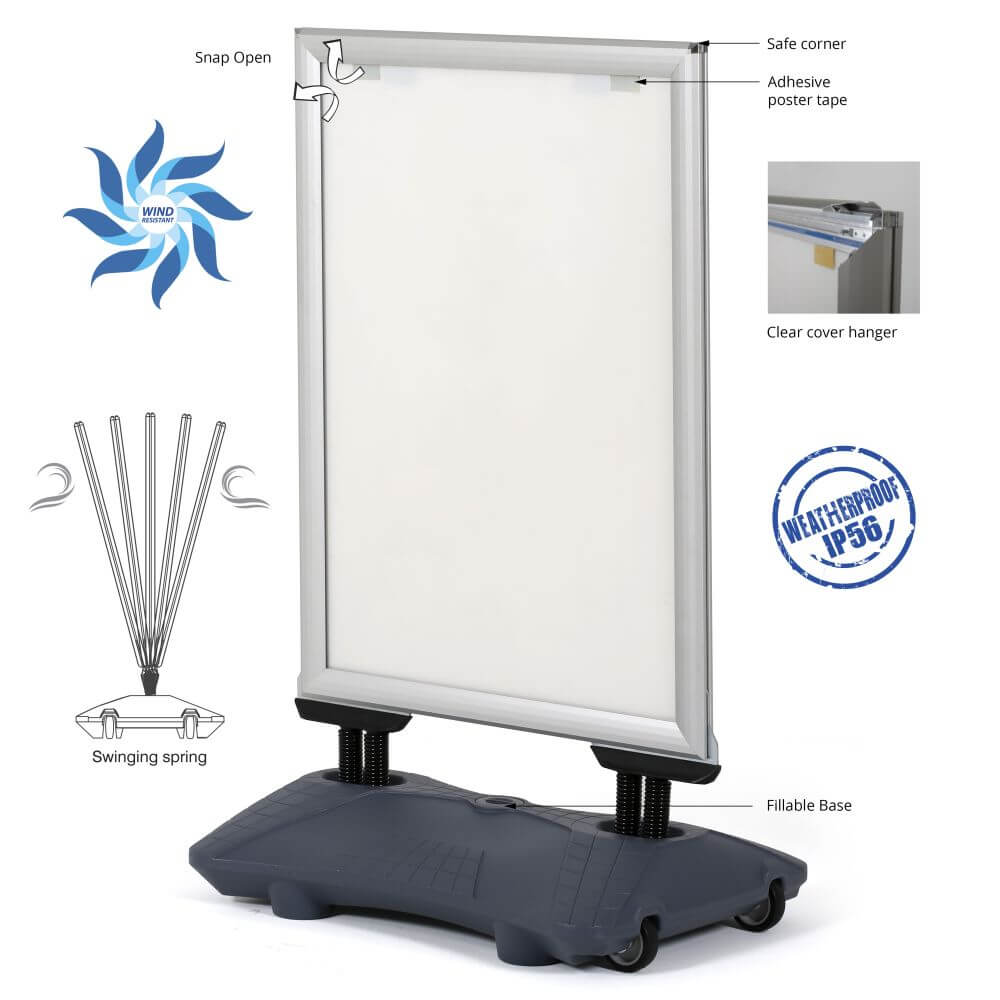 Weather Wind Resistant Outdoor Pavement Sidewalk Sign Holder 30×40 Inch