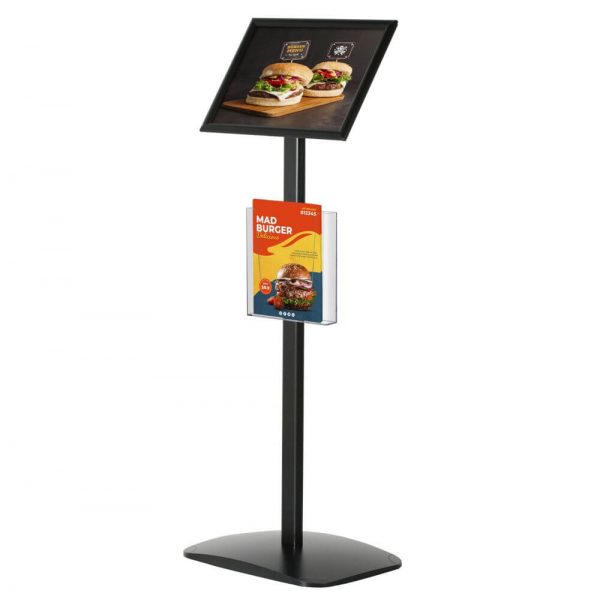 Pedestal Sign Holder with Clear Brochure Holder Black 8.5×11 Inch Floor  Standing – Displays Outlet – Online Display Signs Retailer