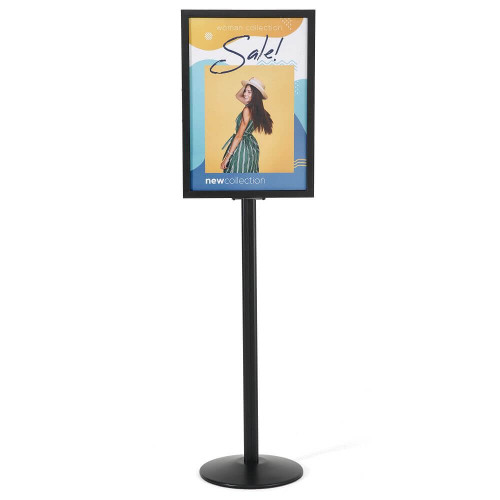 Pedestal Sign Holder Stand Black 18×24 Inch Double Sided Slide-In Aluminum  Poster Frame Floor Standing – Displays Outlet – Online Display Signs  Retailer