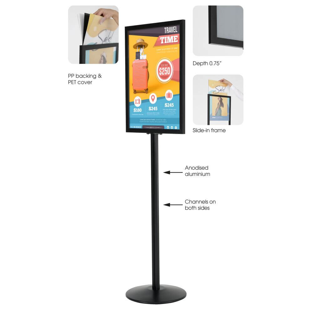 Size : 60160cm LPYMXVertical Floor Stand Advertising Poster Frame Display Stand Vertical Propaganda Stand Double-Sided Display Sign Holder Poster Frame 
