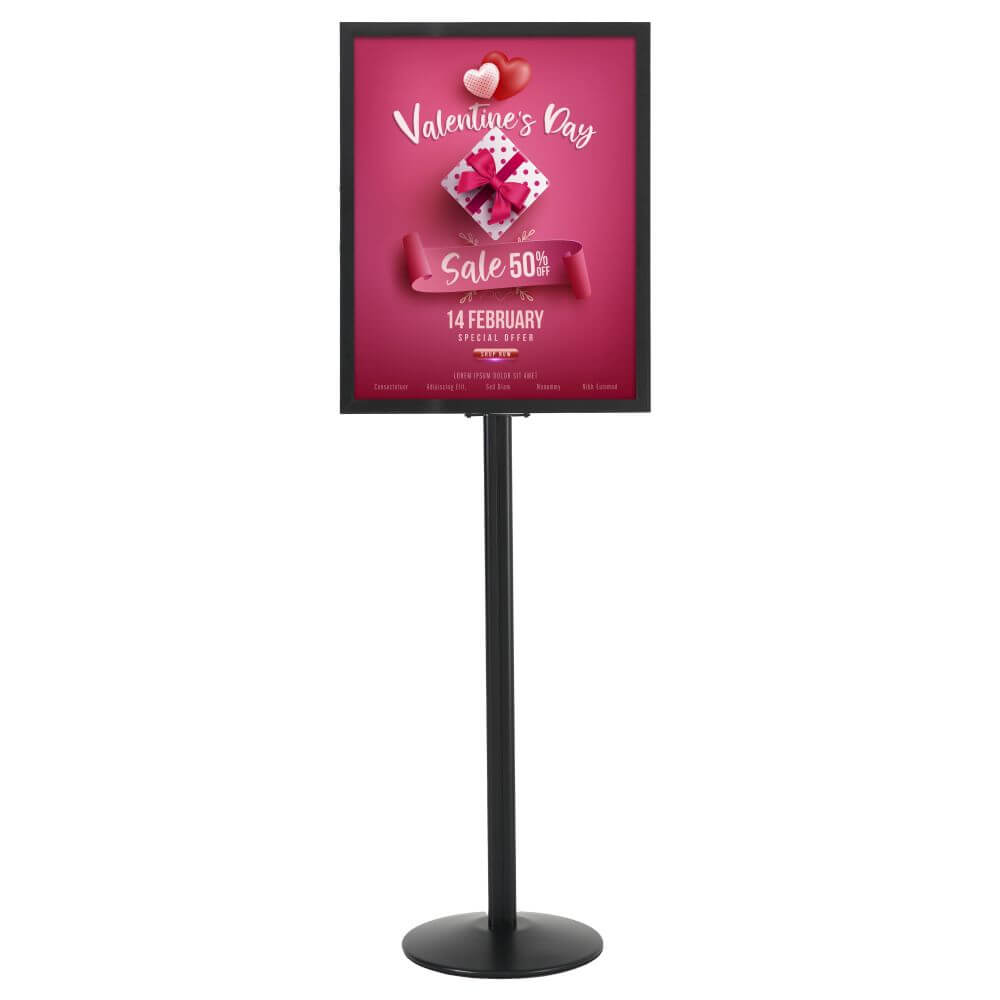 Pedestal Sign Holder Stand Black 22×28 Inch Double Sided Slide-In Aluminum  Poster Frame Floor Standing – Displays Outlet – Online Display Signs  Retailer