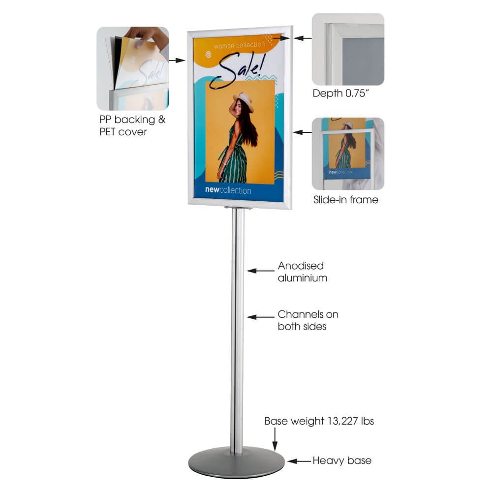 VEVOR Poster Board Stand Double-Sided Easel Stand Metal Floor Sign Holder  for Display Wedding Sign Poster Display Stand