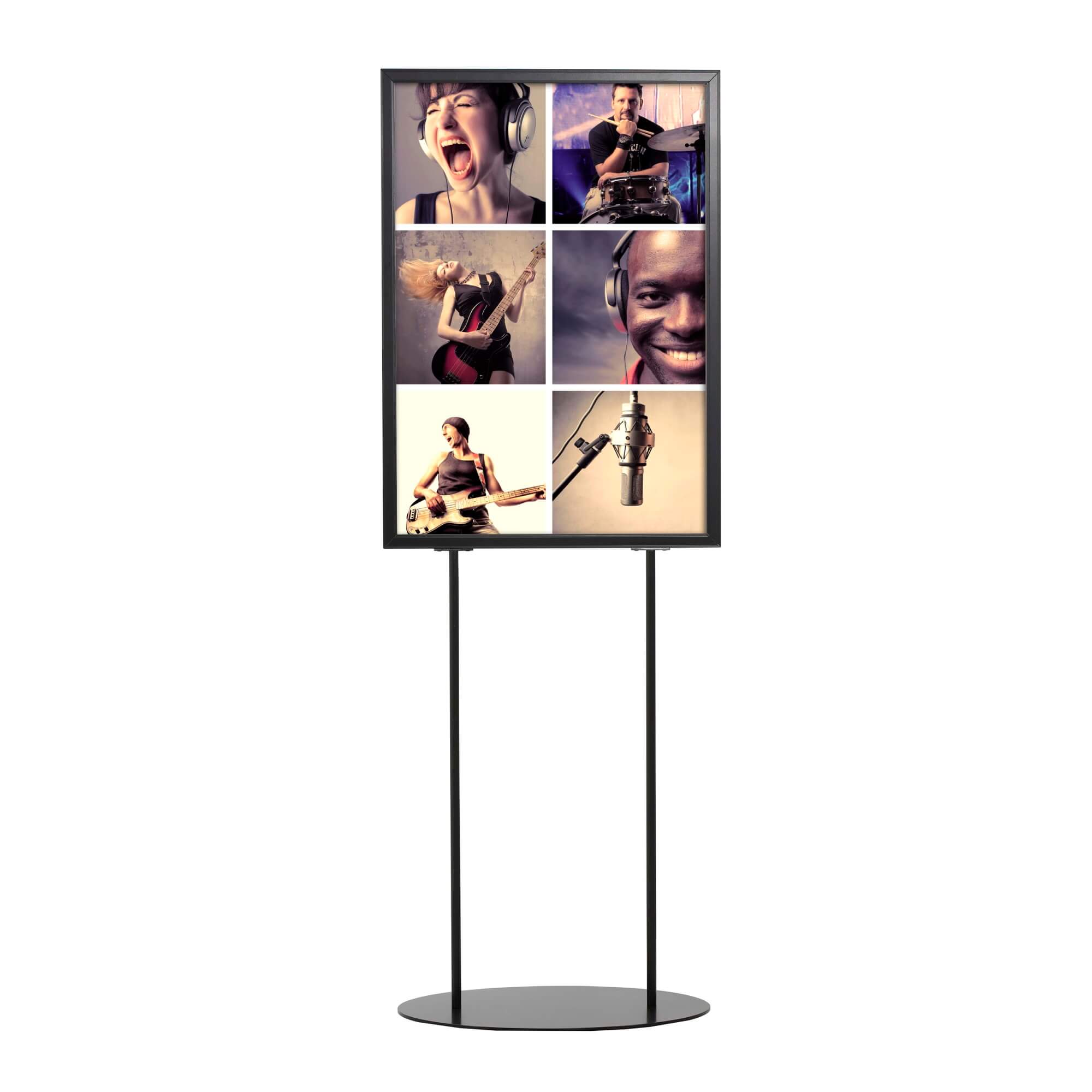 Metal Oval Info Board Black 18×24″ SlideIn Pedestal Poster Sign Holder 1 Tier Double Sided