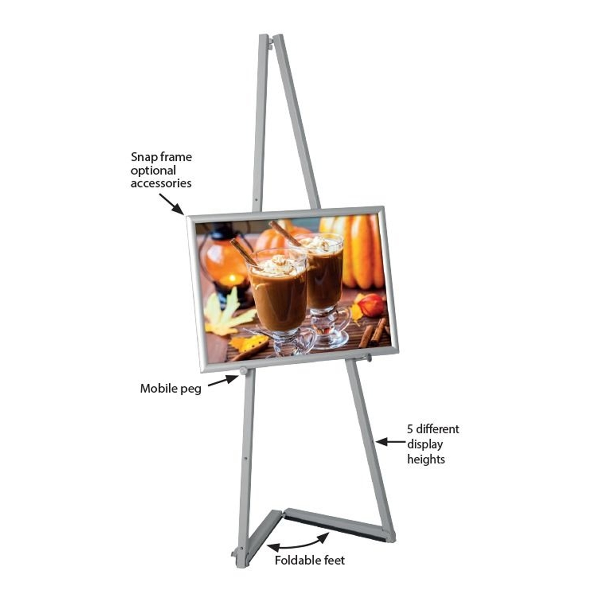 4418) Display Easel Tabletop Silver Tone 3.5 Wide 4 Tall Lightweight