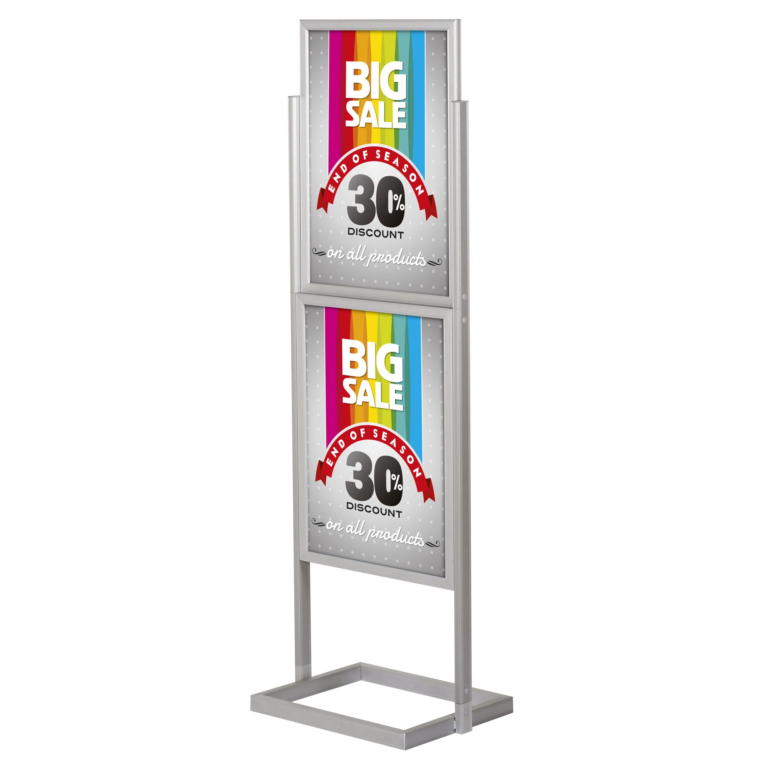 2 Tier Rolling Powerhouse Silver Poster Display Stand for 22x28 Poster  Signs – Displays4Sale