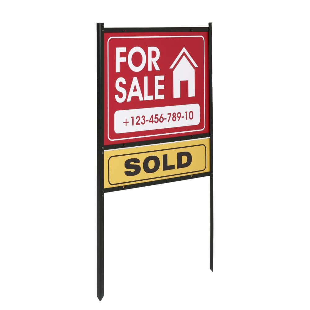 JustSignFrames 18x24 Real Estate Yard Sign Metal Frame – White, Powder-Coated Steel, 1 Rider, Made In USA