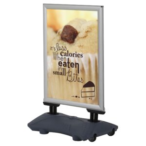 WindPro Lite Water Base Weather Wind Resistant Outdoor Pavement Sidewalk Sign Holder 22″ x 28″ Silver